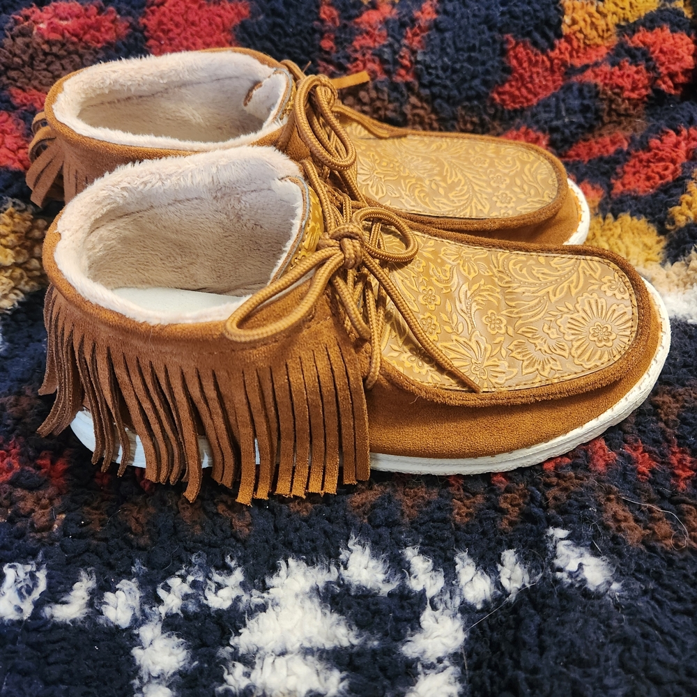 Gypsy Jazz Brown Ankle Boots with Fringe